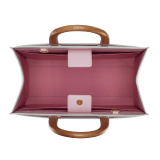 Casablanca x Bulgari large tote bag in soft grain printed calf leather featuring a Roman mosaic pattern, with dusty pink calf leather sides and dusty pink grosgrain lining. Iconic multicolor Bulgari decorative logo, gold-plated brass hardware and magnetic closure. 292416 image 4