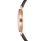 DIVAS' DREAM watch with 18 kt rose gold case set with brilliant-cut diamonds, diamond-pavé dial and black satin bracelet 102432 image 3