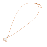 DIVAS' DREAM 18 kt rose gold necklace set with mother-of-pearl elements, a round brilliant-cut diamond and pavé diamonds (0.28 ct) 356452 image 2