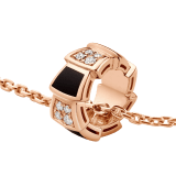 Serpenti Viper 18 kt rose gold necklace set with onyx elements and pavé diamonds (0.21 ct) on the pendant 356554 image 3
