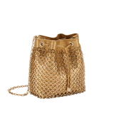 Serpenti Forever mini bucket bag in light gold calf leather with light-gold plated brass heritage mesh. 291696 image 2