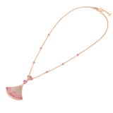 DIVAS' DREAM 18 kt rose gold pendant necklace set with one central and other round pink sapphires (3.53 ct), round rubies (0.81 ct), round (0.16 ct) and pavé (0.85 ct) diamonds 358114 image 2