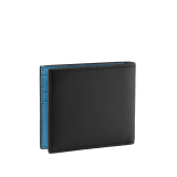B.zero1 Man bifold wallet in black matt calf leather with niagara sapphire blue nappa leather interior. Iconic dark ruthenium and palladium-plated brass embellishment, and folded closure. BZM-BIFOLDWALLET image 3