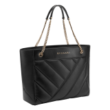 Serpenti Cabochon large tote bag in ivory opal quilted and smooth calf leather with black nappa leather lining and gold-plated brass hardware. 1198-NSM image 2