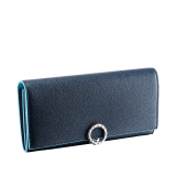 "Bvlgari Clip" large wallet in Denim Sapphire blue and Aegean Topaz light blue grained calfskin. Iconic logo clip closure in palladium-plated brass 290672 image 1