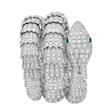 Serpenti Secret Watch with 18 kt white gold head, dial and double spiral bracelet, all set with brilliant cut diamonds, emerald eyes and 18 kt white gold case. 102701 image 1