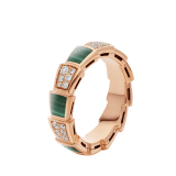 Serpenti Viper 18 kt rose gold ring set with malachite elements and pavé diamonds AN858203 image 1