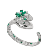 Serpenti Misteriosi Secret Watch with 18 kt white gold head set with brilliant-cut and marquise-shaped diamonds and pear-shaped emeralds and emerald eyes, 18 kt white gold case and dial both set with brilliant-cut diamonds, and 18 kt white gold bracelet set with brilliant-cut diamonds and buff-top cut emeralds 103037 image 2