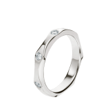 Infinito wedding band in platinum, set with three diamonds. AN857695 image 1