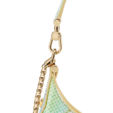 Serpenti Ellipse small crossbody bag in multicolour Spring Shade python skin with sunbeam citrine yellow nappa leather lining. Captivating snakehead closure in gold-plated brass embellished with white mother-of-pearl scales and red enamel eyes. 291736 image 5