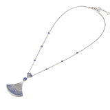 DIVAS' DREAM 18 kt white gold pendant necklace set with one central and other brilliant-cut sapphires (4.34 ct in total), round (0.16 ct) and pavé (0.85 ct) diamonds 358113 image 2