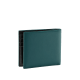 B.zero1 Man bifold wallet in black matt calf leather with niagara sapphire blue nappa leather interior. Iconic dark ruthenium and palladium-plated brass embellishment, and folded closure. BZM-BIFOLDWALLET image 3
