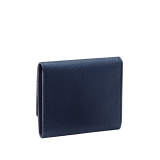 Coin and credit card holder in denim sapphire grain calf leather with brass palladium plated BVLGARI BVLGARI motif. BBM-COIN-CC-HOLDER image 4