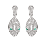 Serpenti earrings in 18 kt white gold, set with emerald eyes and full pavé diamonds. 352756 image 1