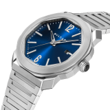 Octo Roma watch with mechanical manufacture movement, automatic winding, stainless steel case and bracelet, blue dial. 102856 image 2
