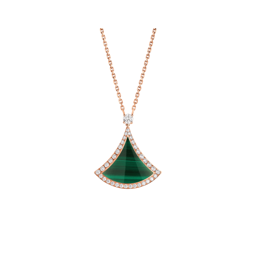 Divas' Dream pendant necklace in 18 kt rose gold set with malachite insert and pavé diamonds. 358893 image 1