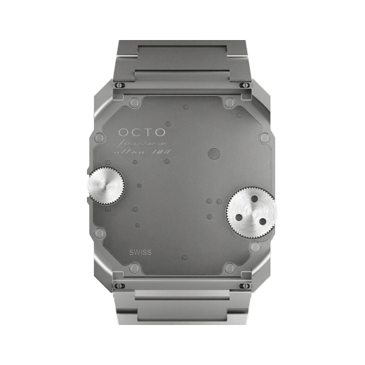 Octo Finissimo Ultra腕表，搭载品牌自制的超薄手动上链机械机芯，喷砂钛金属表壳（厚度1.80毫米）和表链（厚度1.50毫米），精钢棘轮镌刻二维码，可连接至专属NFT艺术品。限量发行10枚。 103611 image 6