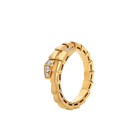 Yellow gold Serpenti Viper Ring Yellow with 0.14 ct Diamonds Bulgari Official Store