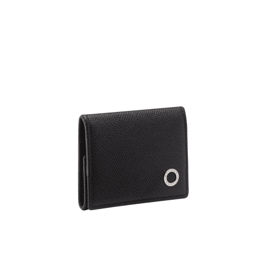 Coin holder in denim sapphire grain calf leather, with brass palladium plated hardware featuring the Bvlgari-Bvlgari motif. BBM-WLT-COIN image 4