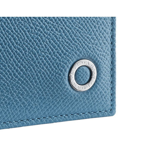 BULGARI BULGARI Man compact wallet in sequoia agate brown grain calf leather with coral carnelian orange grain calf leather interior. Iconic palladium-plated brass décor and folded closure. BBM-WLT-ITAL-gclb image 5
