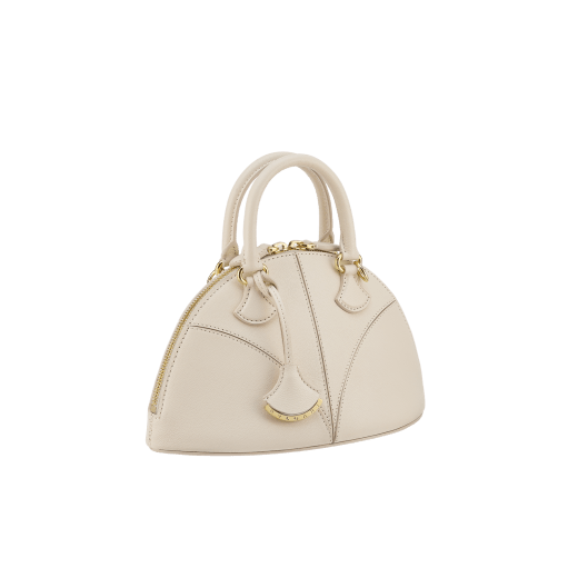 Marquise small top handle bag in black goat leather with black nappa leather lining and zipped closure. Detachable signature black goat leather charm with mirror. DAS-001-1325S image 2