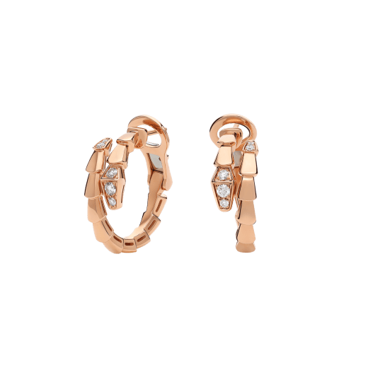 Orecchini a cerchio Serpenti Viper in oro rosa 18 kt con semi-pavé di diamanti. 359949 image 1