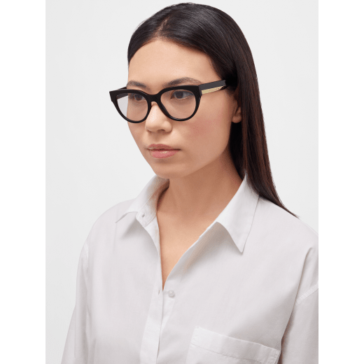 Bvlgari Roma butterfly acetate glasses with metal logo on the temples and blue light filter lenses 904334 image 2