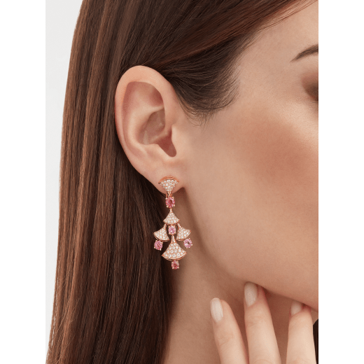 DIVAS' DREAM 18 kt rose gold earrings set with brilliant-cut spinels (3.81 ct) and pavé diamonds (2.22 ct) 357943 image 4