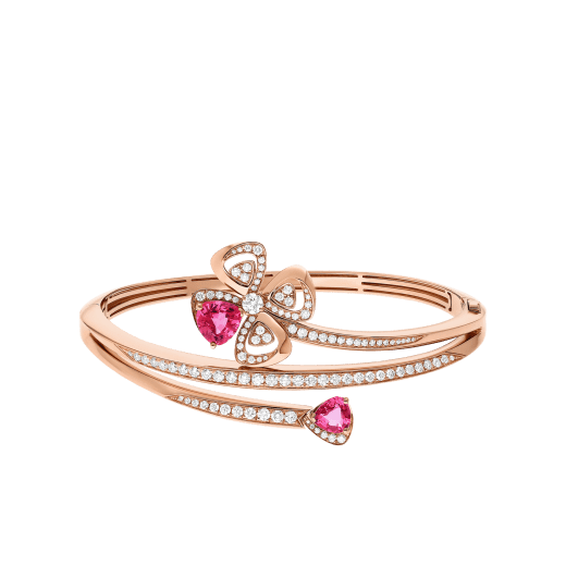 Fiorever 18 kt rose gold bracelet set with a brilliant-cut diamond, a fancy-cut and a pear-shaped rubellite and pavé diamonds BR859836 image 3