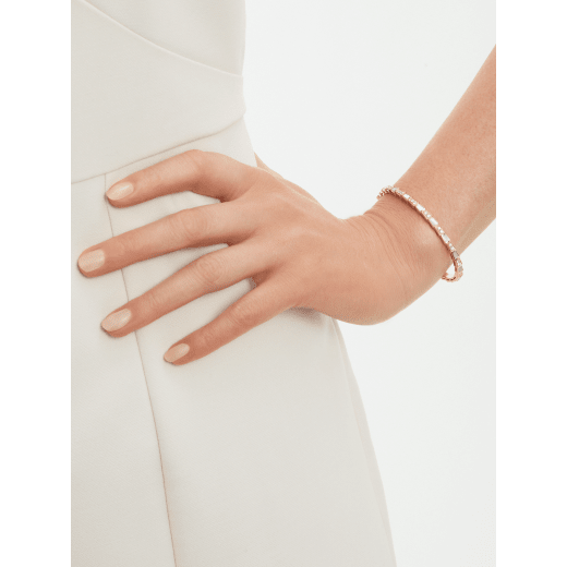 Serpenti Viper 18 kt rose gold bracelet set with mother-of-pearl elements and pavé diamonds BR858356 image 3