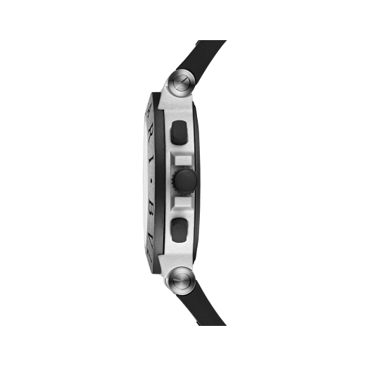 BVLGARI宝格丽Aluminium腕表，搭载品牌自制的自动上链机械机芯，具备计时功能，40毫米直径铝质和钛金属表壳，黑色橡胶表圈镌刻“BVLGARI BVLGARI”字样，灰色表盘，黑色橡胶表带。防水深度可达100米。 103383 image 3