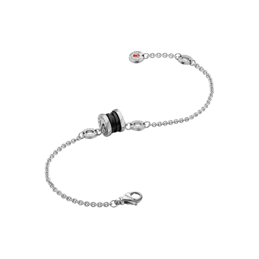 Save The Children chain bracelet with circle pendant in 925 sterling silver and black ceramic, inspired by B.zero1 BR857428 image 2