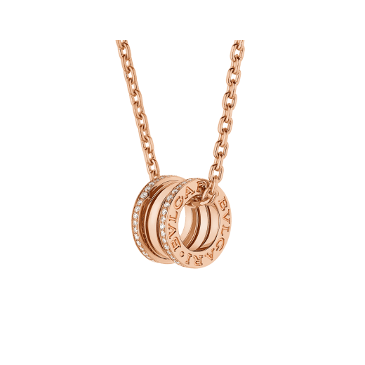 B.zero1 pendant necklace in 18 kt rose gold set with pavé diamonds 358346 image 1