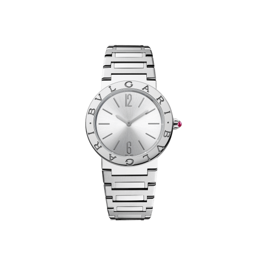BULGARI BULGARI LADY watch with stainless steel case and bracelet, stainless steel bezel engraved with double logo and silvered sunray dial. Water-resistant up to 30 metres. 103575 image 1