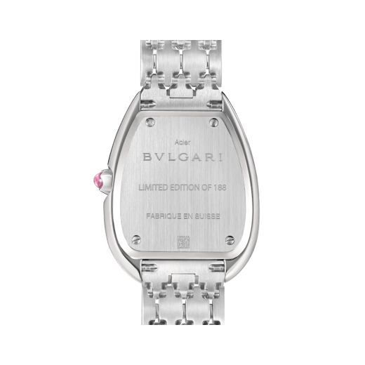 Lunar New Year Special Edition. Serpenti Seduttori watch in polished stainless steel with diamond-set bezel and pink mother-of-pearl dial. Water-resistant up to 30 metres. 104218 image 2