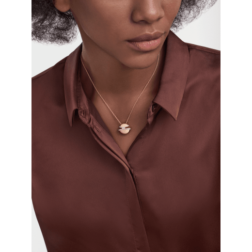 Bvlgari Cabochon 18 kt rose gold necklace set with demi pavé diamonds 361447 image 1