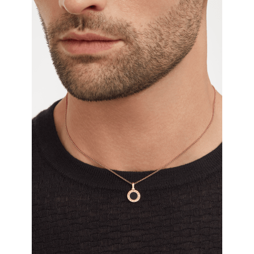 BULGARI BULGARI 18 kt rose gold necklace set with black onyx insert on the pendant and customisable with engraving on the back 359320 image 6