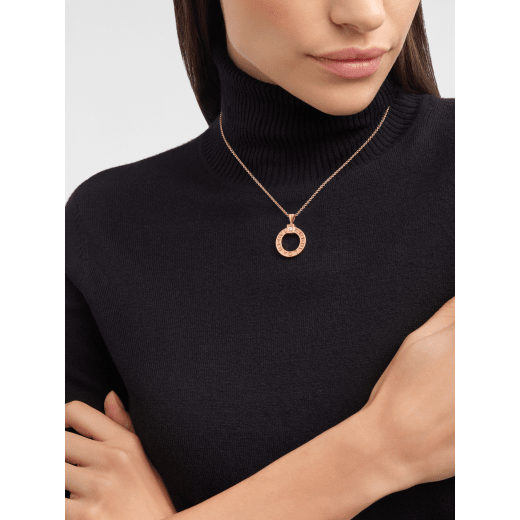 Bvlgari Bvlgari necklace with 18 kt rose gold chain and 18 kt rose gold pendant set with a diamond 344492 image 1