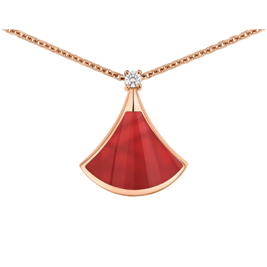 Divas' Dream necklace in 18 kt rose gold with 18 kt rose gold pendant set with one diamond and carnelian. 359987 image 3