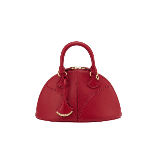 Marquise small top handle bag in black goat leather with black nappa leather lining and zipped closure. Detachable signature black goat leather charm with mirror. DAS-001-1325S image 1
