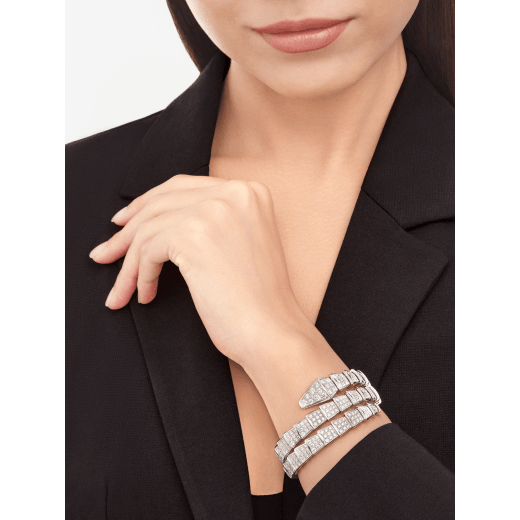 Serpenti 18K 白金雙圈手環，飾以全密鑲鑽石。 BR855118 image 2