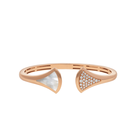 DIVAS' DREAM 18 kt rose gold cuff bracelet, set with mother-of-pearl and pavé diamonds. BR857370 image 2