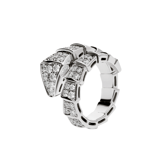 Serpenti Viper one-coil ring in 18 kt white gold, set with full pavé diamonds. AN855116 image 1
