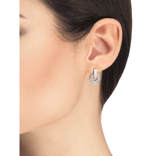 BVLGARI BVLGARI Openwork 18 kt white gold earrings set with full pavé diamonds 357940 image 4