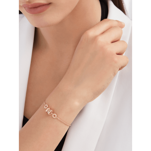B.zero1 soft chain bracelet with circle pendant in 18 kt rose gold BR857254 image 3