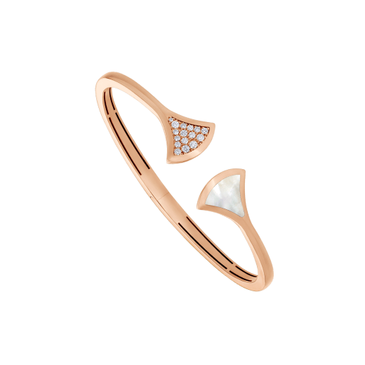 DIVAS' DREAM 18 kt rose gold bangle bracelet set with a mother of pearl element and pavé diamonds. BR858680 image 1