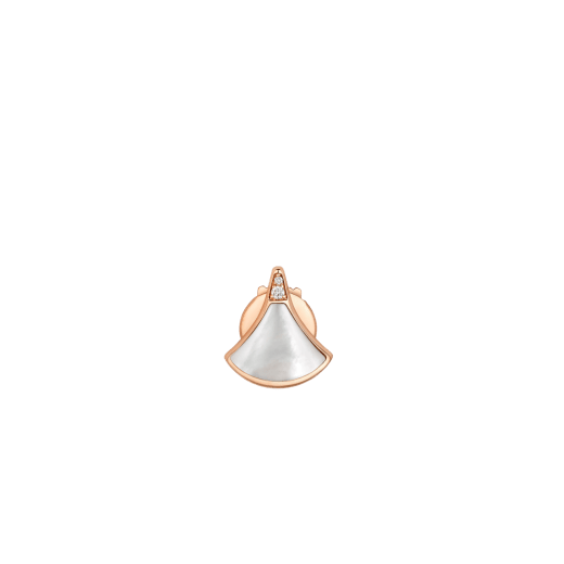 Divas' Dream 18 kt rose gold fan-shaped single stud earring set with mother-of-pearl and pavé diamonds 361992 image 1