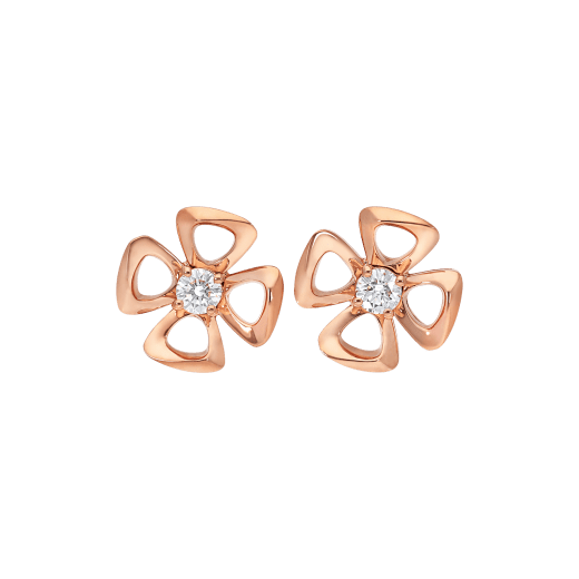 Fiorever 18 kt rose gold earrings, set with two central diamonds. 355327 image 1