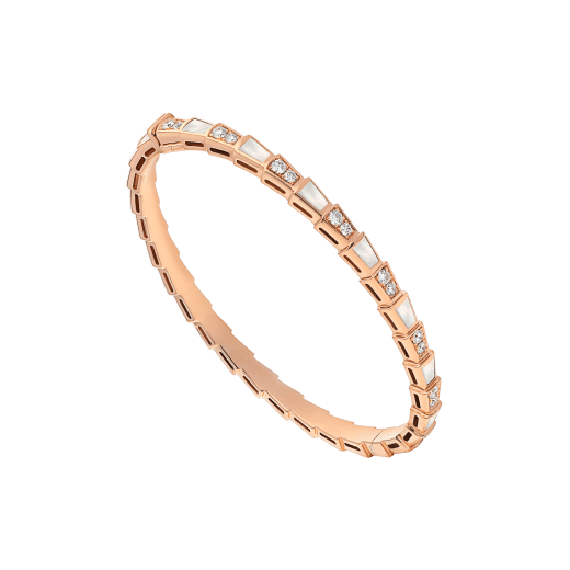 Serpenti Viper 18 kt rose gold bracelet set with mother-of-pearl elements and pavé diamonds BR858356 image 1