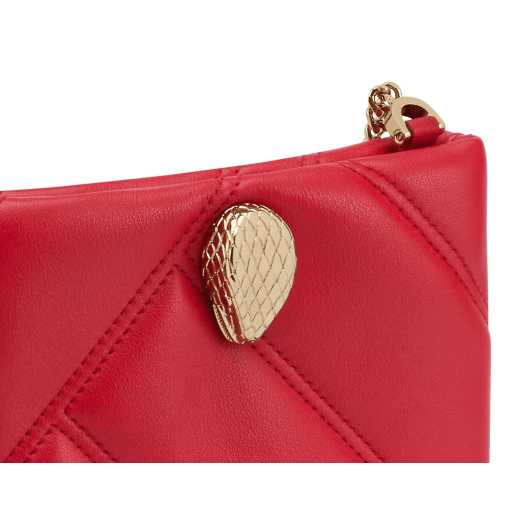 Serpenti Cabochon smart hybrid case in soft, black calf leather with maxi matelassé pattern and black nappa leather interior. Captivating, magnetic snakehead closure in gold-plated brass with red enamel eyes. SCB-HYBRID image 4